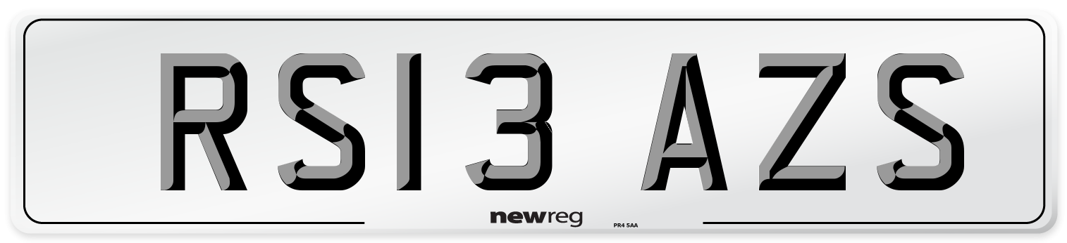 RS13 AZS Number Plate from New Reg